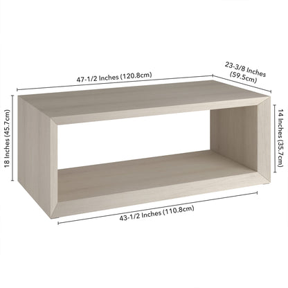 Henn&Hart Osmond Coffee Table, 48" Wide, White - WoodArtSupply