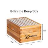 BeeCastle 8 Frame Langstroth Bee Hive Coated with 100% Beeswax Includes Beehive Frames and Waxed Foundations (1 Deep Box & 1 Medium Box) BeeCastle