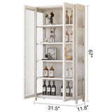 Display Cabinet with Glass Doors, 5-Tier Curio Cabinet with 4 Adjustable Shelves for Collectibles Toy Organizers Rack & Display Shelf, Kids Bookcase for Bedroom, Reading Nook, Living Room (White) YGWBGA