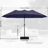 MASTERCANOPY Patio Outdoor Umbrella,15FT Double Sided Large Umbrella,Including Umbrella Base,Suitable For Garden,Pool Side,Deck,Navy Blue MASTERCANOPY
