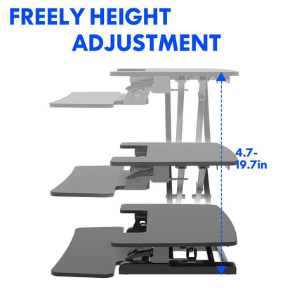 FLEXISPOT Standing Desk Converter 40in Sit to Stand up Desk Riser Height Adjustable Computer Workstation with Spacious 2-Tier Desktop Black - WoodArtSupply