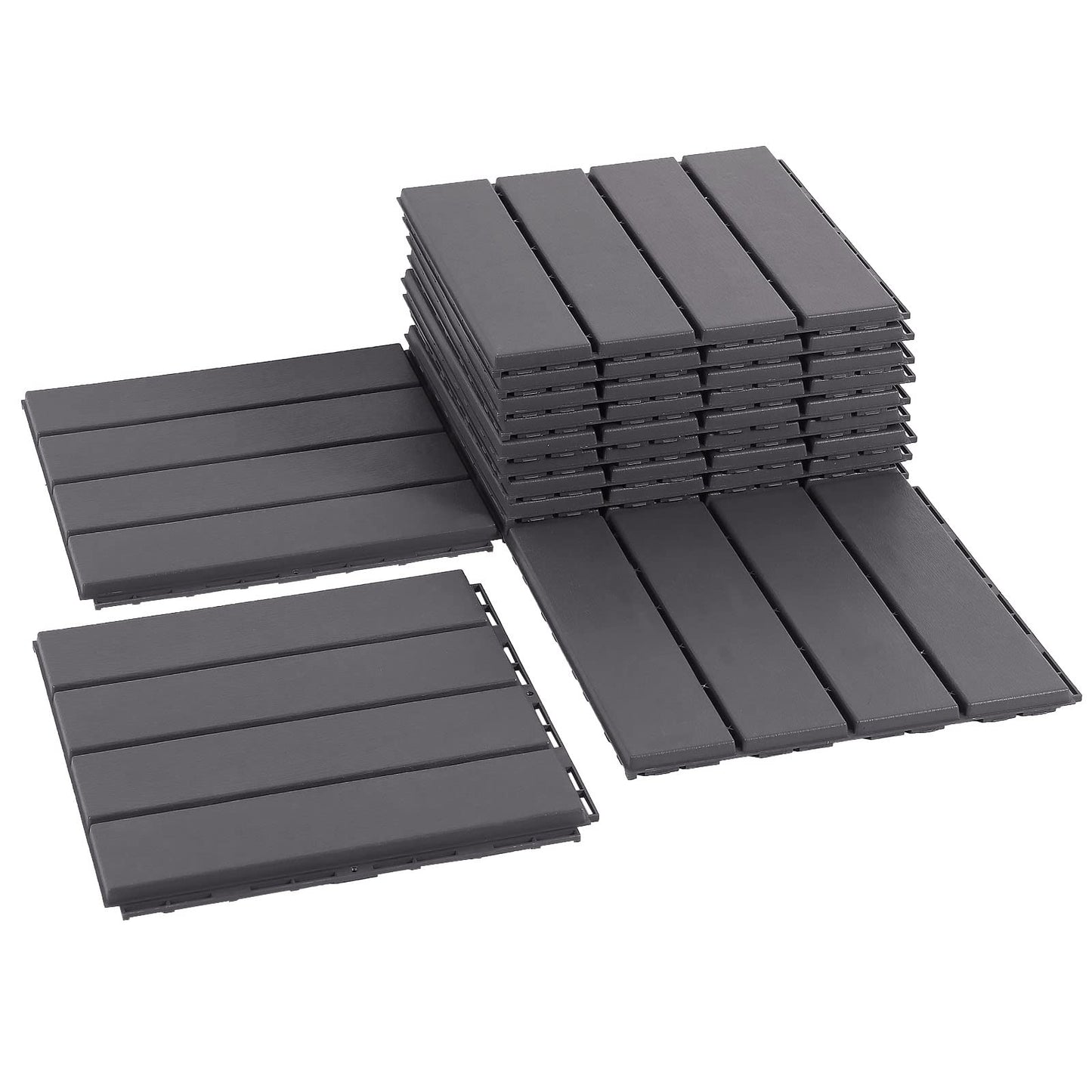 Interlocking Deck Tiles, 12 PCS 12"" x 12"" Patio Tiles Waterproof Plastic Outdoor Flooring Covering All Weather for Walkway Front Porch Poolside Balcony Backyard （Grey