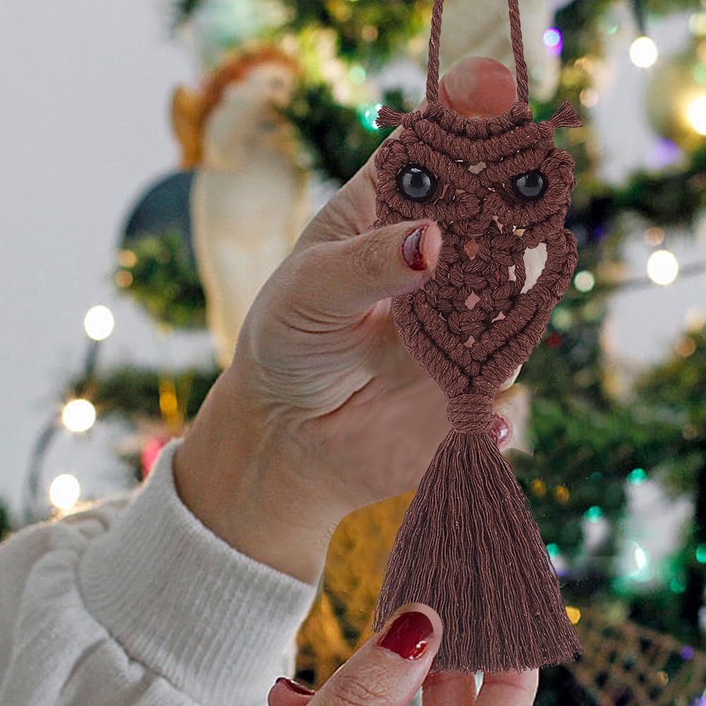 ACRNIGHEET 5PCS Macrame Owl Wall Hanging Kit for Adults Beginners, Boho DIY Macrame Starter Kit with Video Instructions, Home Decor Craft Kit ACRNIGHEET