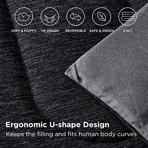 Bedsure Twin/Twin XL Comforter Set - Cooling and Warm Bed Set, Charcoal Black Reversible Bedding for All Season, 2 Pieces, 1 Twin/Twin XL Size Comforter (68"x88") and 1 Pillow Case (20"x26") Bedsure