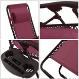 topment Outdoor Zero Gravity Lounge Chair with Pillow & Utility Tray, Folding Patio Lawn Beach Recliner(Wine) topment