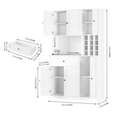 FINETONES Pantry Cabinet with Charging Station and LED Lights, 71" Tall Kitchen Pantry Cabinet with Microwave Stand, Modern Kitchen Hutch Cabinet with Storage Drawer for Kitchen, Dining Room, White FINETONES