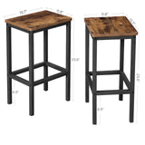 VASAGLE Bar Stools, Set of 2 Bar Chairs, Kitchen Breakfast Bar Stools with Footrest, Industrial in Living Room, Party Room, Rustic Brown and Black VASAGLE
