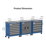 LARBANKE Combination Tool Cabinet,3 Different Types of Tool Cabinets with Connecting Buckle:5-Drawer/7-Drawer/Double-Door Tool Cabinet,Individually Usable,Large Rolling Tool Chest with Wheels LARBANKE