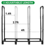 CONNOO 4ft Firewood Rack Stand Heavy Duty Firewood Log Rack Holder Fireplace Wood Storage Holder for Indoor Outdoor Metal Pile Log Stand Stacker Holder, Matte Black CONNOO
