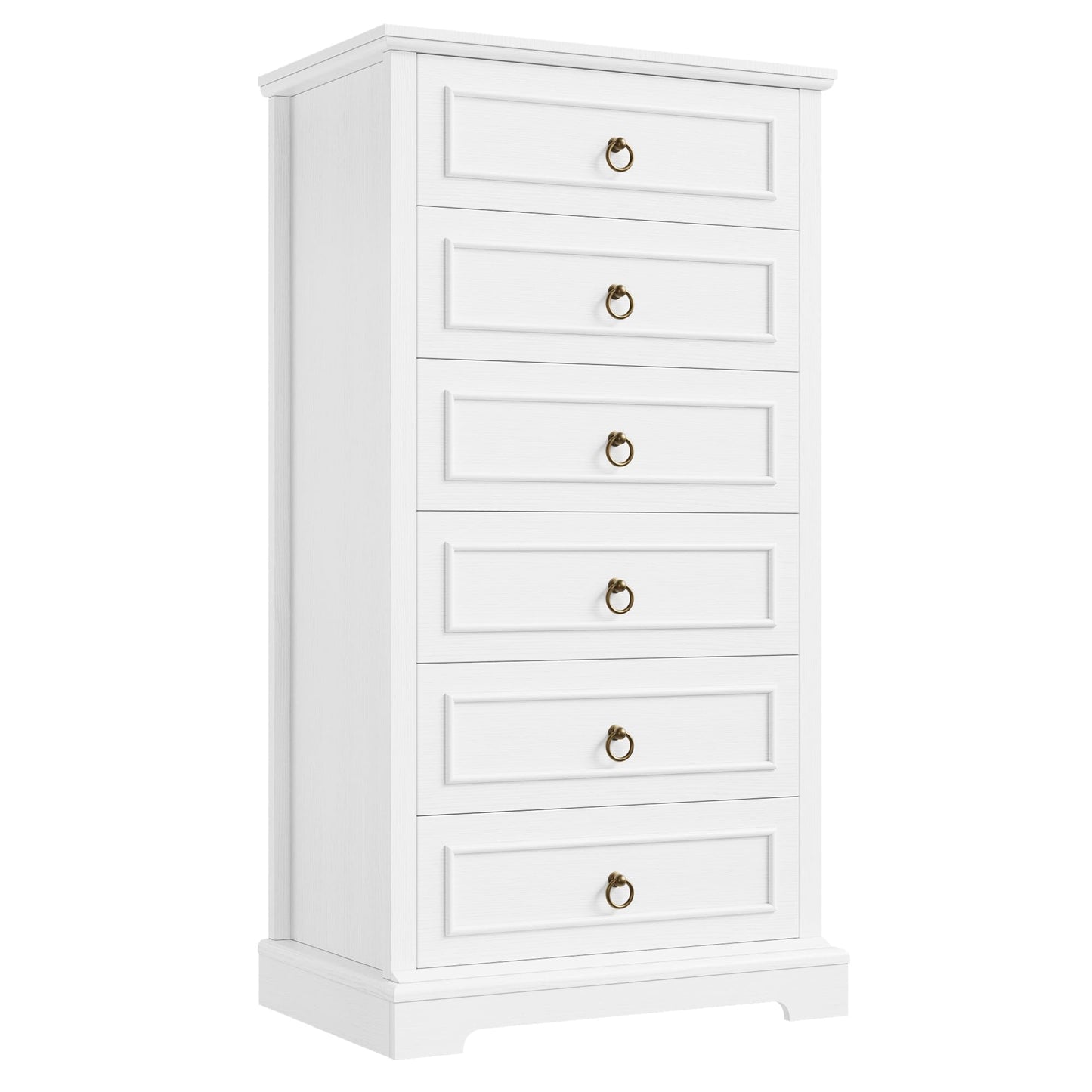 HOSTACK White Dresser for Bedroom, 52" Tall Dresser, Vertical 6 Drawer Dresser, Modern Farmhouse Chest of Drawers, Wood Closet Dresser Storage Dresser Chest for Living Room, Hallway, Entryway - WoodArtSupply