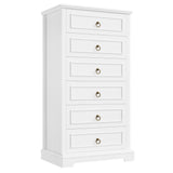 HOSTACK White Dresser for Bedroom, 52" Tall Dresser, Vertical 6 Drawer Dresser, Modern Farmhouse Chest of Drawers, Wood Closet Dresser Storage Dresser Chest for Living Room, Hallway, Entryway HOSTACK