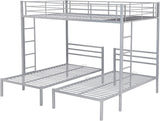 Harper & Bright Designs Metal Triple Bunk Beds Full Over Twin & Twin Bunk Bed with Upper Built-in Shelf, 3 Bed Bunk Beds with 2 Ladders for Kids, Teens, Adults, Silver Harper & Bright Designs