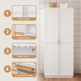 Rumiiro 72" Farmhouse Kitchen Pantry Cabinet with Adjustable & Pull Out Shelves,Wood Cupboard Storage Cabine Freestanding Pantry Cabinet with 12 Door Shelves for Dinning Room,Kitchen,Bathroom Rumiiro