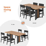 Itaar 5-Piece Dining Table Set for 4-6 People, 63" Extendable Kitchen Table and 4 Cushion Chairs, Dining Room Table with MDF Board & Metal Frame for Small Space, Easy Clean, Brown Itaar