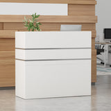 Homsee Modern Reception Desk with 3 Drawers, 1 Door Storage Cabinet & Hutch Shelf, Office Wooden Computer Desk, Writing Study Table PC Laptop Desk, White (47.3" L x 18.3" W x 43.3" H) Homsee