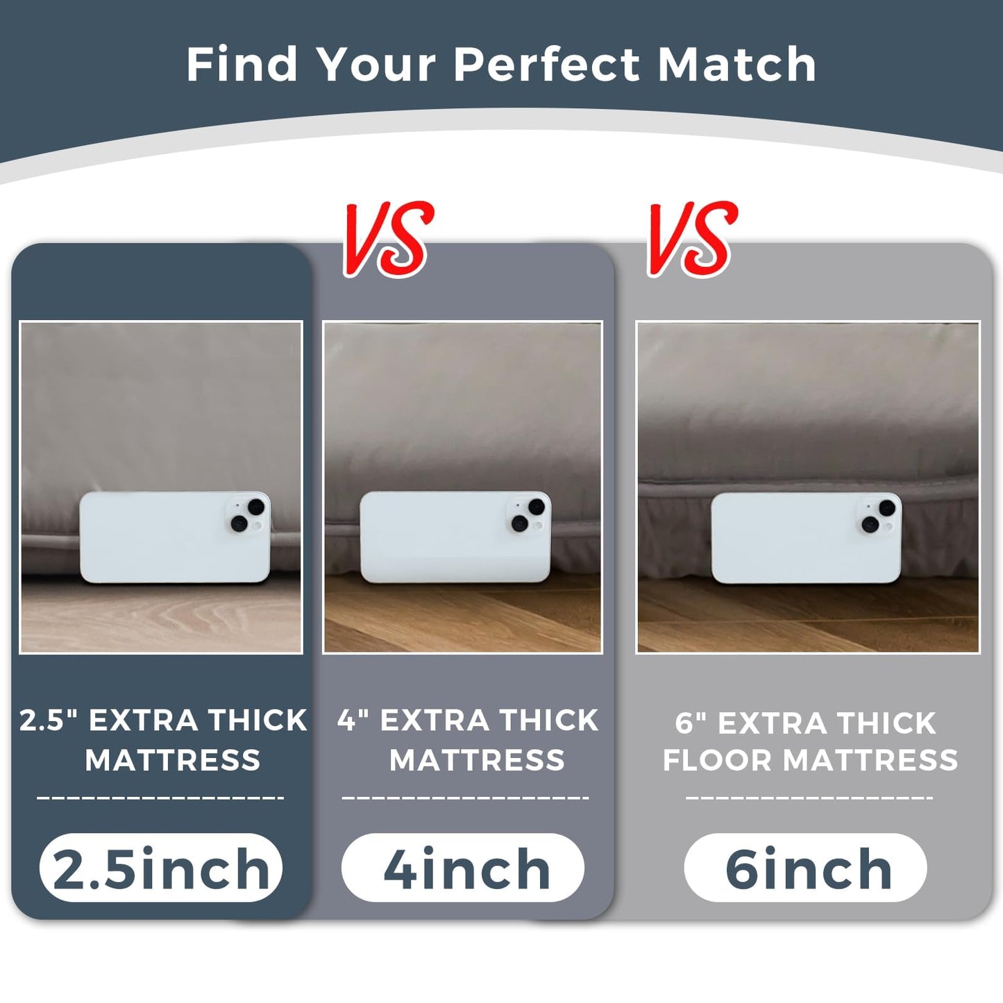 MAXYOYO 6" Extra Thick Japanese Floor Mattress Futon Mattress, Foldable Mattress Tatami Pad Floor Mattress for Adults Floor Bed Roll Up Mattress Guest Mattress, Dark Grey, Full