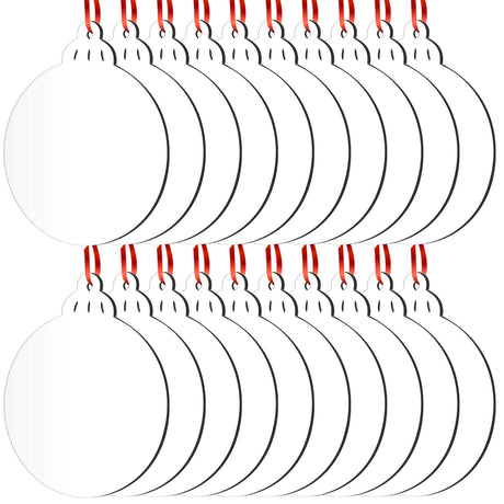 Sublimation Ornament Blanks Bulk, Cridoz 20 Pieces Sublimation Blanks Ornaments with Red Ribbon Double-Side MDF Personalized Blanks for Christmas Day and Halloween Day Decor cridoz