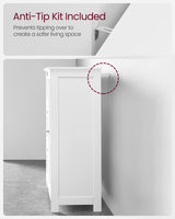 VASAGLE White Bathroom Storage Cabinet with 3 Drawers and Adjustable Shelf, Freestanding Organiser VASAGLE