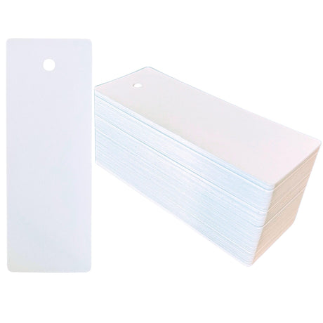 Gionello 150 Blank White Cardstock Bookmarks with Pre-Punched Hole - Bulk Plain Bookmarks to Decorate, Arts and Crafts, Gift/Price Tags, School and DIY Projects (5.5" x 2") Made in USA Gionello