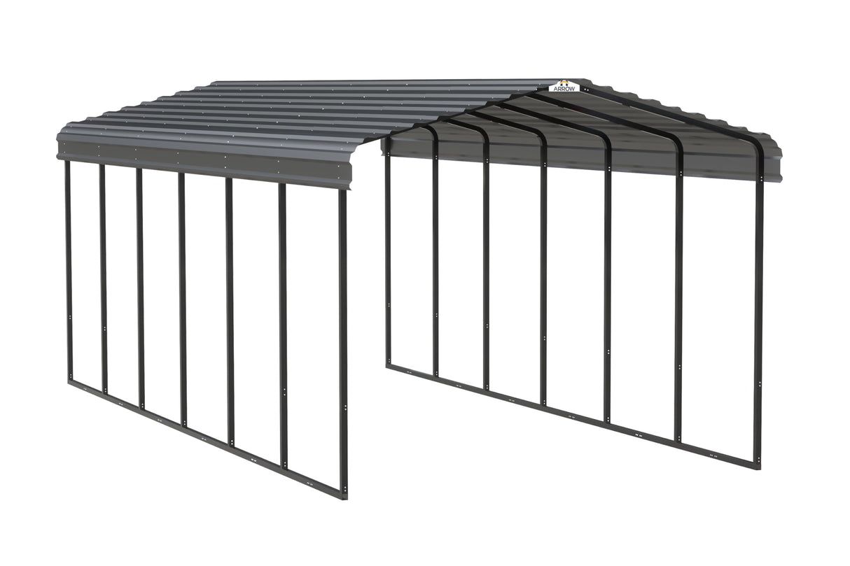 Arrow Carports Galvanized Steel Carport, Full-Size Metal Carport Kit, 12' x 29' x 9', Charcoal Arrow