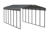 Arrow Carports Galvanized Steel Carport, Full-Size Metal Carport Kit, 12' x 29' x 9', Charcoal Arrow