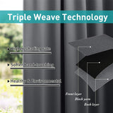 NICETOWN 2 Panels Patio Curtains Outdoor Waterproof 84 Long, Detachable Sticky Tab Top Heavy Weight Blackout Sunblock Window Treatment, Keep Privacy for Gazebo/Dock, W52 x L84, Grey NICETOWN