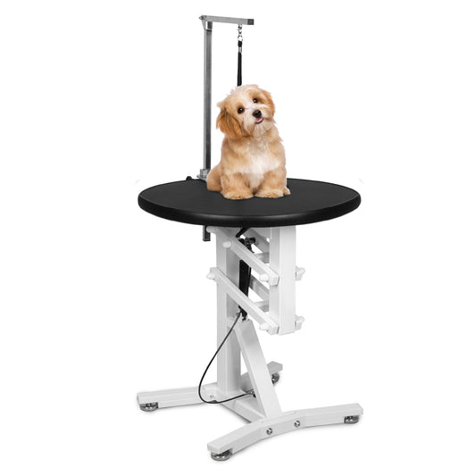 DiDiBirDi 23'' Pet Grooming Table,Pneumatic Lift Dog Grooming Table,Anti-Skid Rubber Circular Rotatable Desktop,Adjustable Overhead Arm, Maximum Capacity Up to 100lbs,Pet Grooming Table for Home