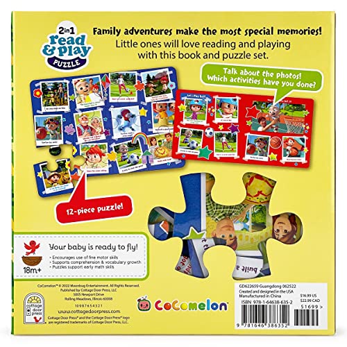CoComelon Board Book and 12 Large Piece Jigsaw Puzzle for Preschoolers and Toddlers Ages 2+ ; JJ's Family Adventures: (Read, Play & Learn) Cottage Door Press