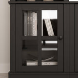 ECACAD 4-Piece Wall Unit TV Stand with Bookshelves for TVs up to 65", Modern TV Console Table Media Entertainment Center with Glass Doors & Open Shelves for Living Room, Bedroom & Home Theater, Black ECACAD