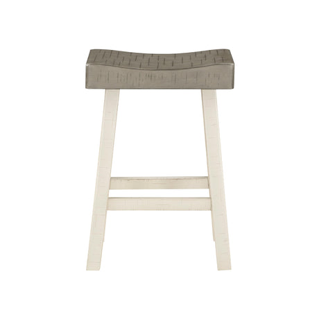 Lexicon Farmhouse Bar Table Set for 3 with Saddle Stools - Stylish White/Coffee Kitchen Dining Set Lexicon