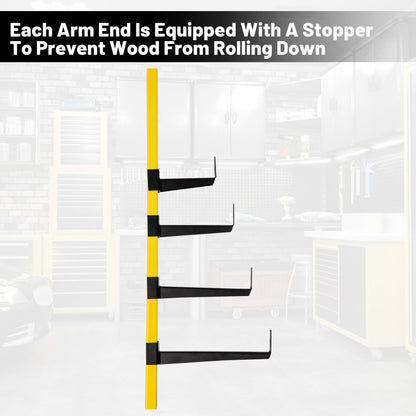 biosp 4-Tier Wall Mount Lumber Storage Rack, Heavy Duty Wood Organizer Support Rack, Metal Cantilever Lumber Storage Shelf For Garage, Basement, Pantry, Workshop, 36.02''L x 13.19''D x 2.48'' - WoodArtSupply
