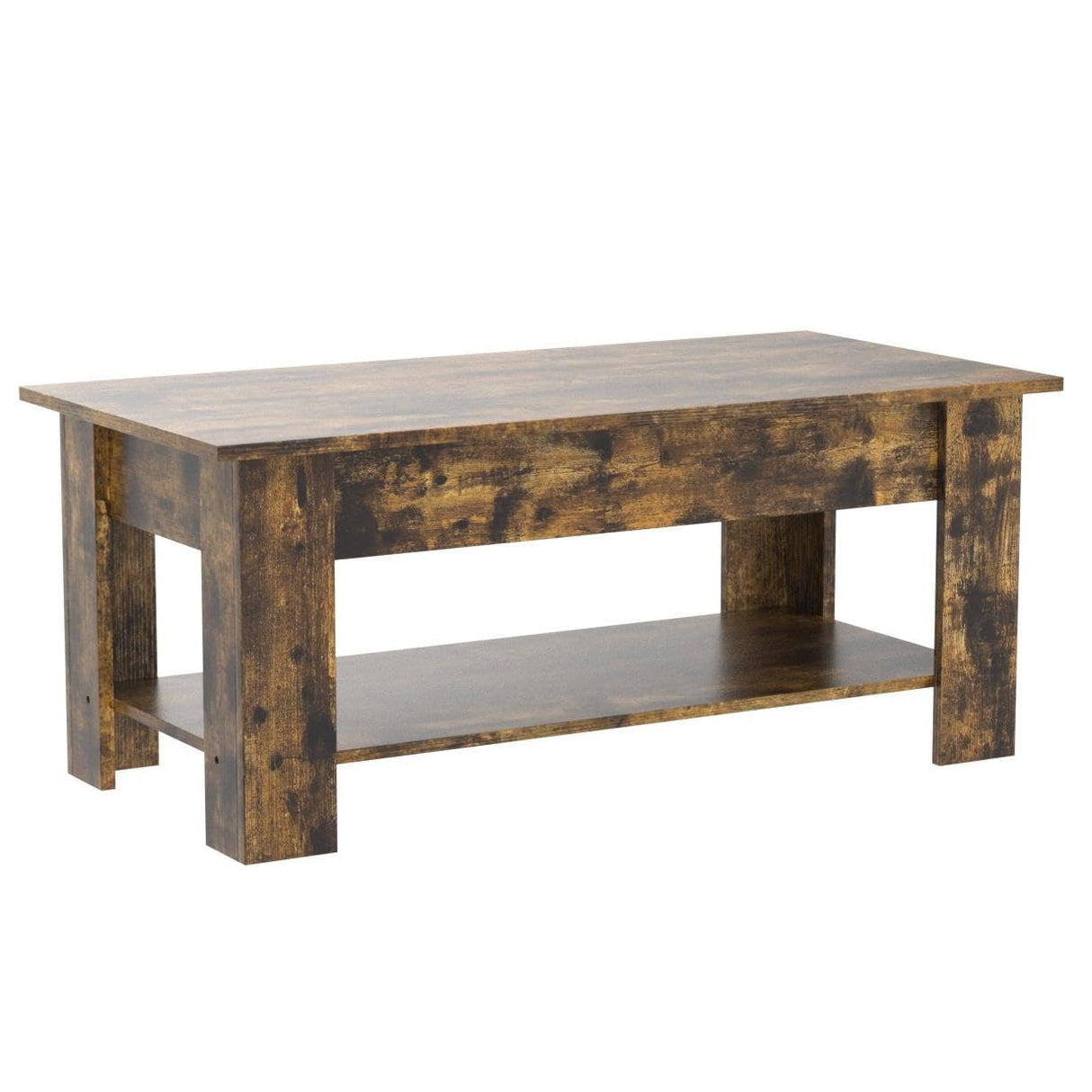 Yaheetech Coffee Table, 47.5in Lift top Coffee Table with Hidden Compartment and Storage Shelf, Lift Tabletop Dining Table for Living Room Reception Room, Rustic Brown Yaheetech