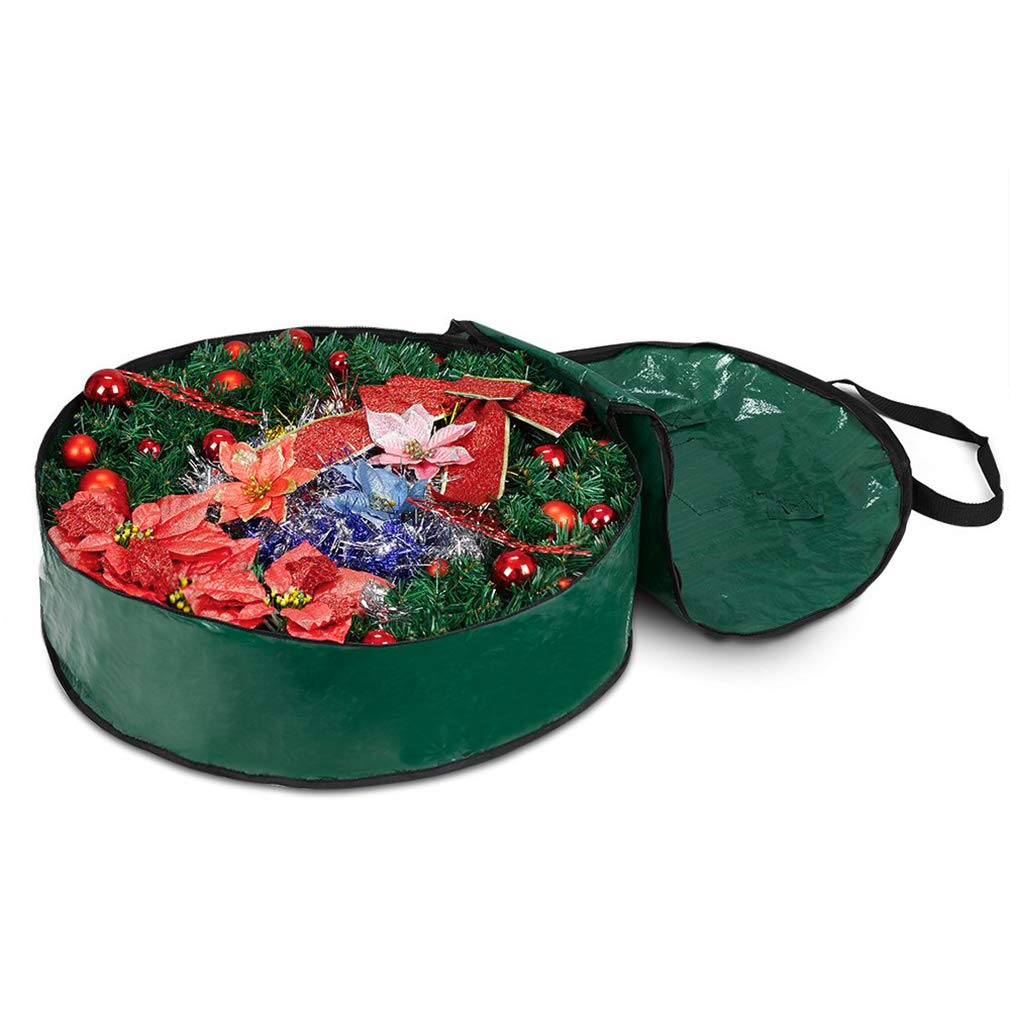 ProPik Christmas Wreath Storage Bag 36" - Garland Holiday Container with Tear Resistant Material - Featuring Heavy Duty Handles and Transparent Card Slot - 36” X 8” (Green)