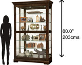 Howard Miller Kane III Curio Cabinet 680-626 – Espresso Finish Home Decor, Five Glass Shelves, Six Level Display Case, No-Reach Roller Light, Locking Slide Door Howard Miller