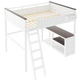 Bellemave Queen Loft Bed with Desk, Queen Size Loft Beds with Storage Shelves for Kids Adults Boys Girls Teens, White Bellemave