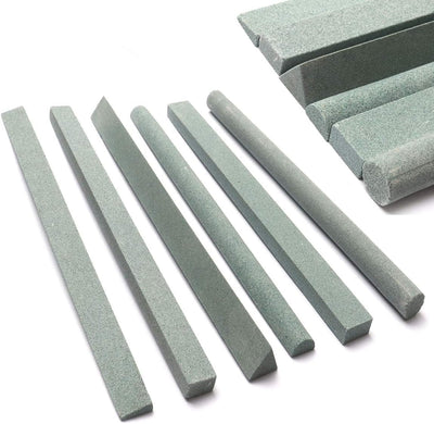 CBRIGHT Sharpening Stone Set,6 pcs 180# Wood Carving Sharpener Whetstone Set for for Wood Carving Knives/Chisels&Most Bladed Cutting Tools,Variety of Shapes (Length:appr.5.90inch)