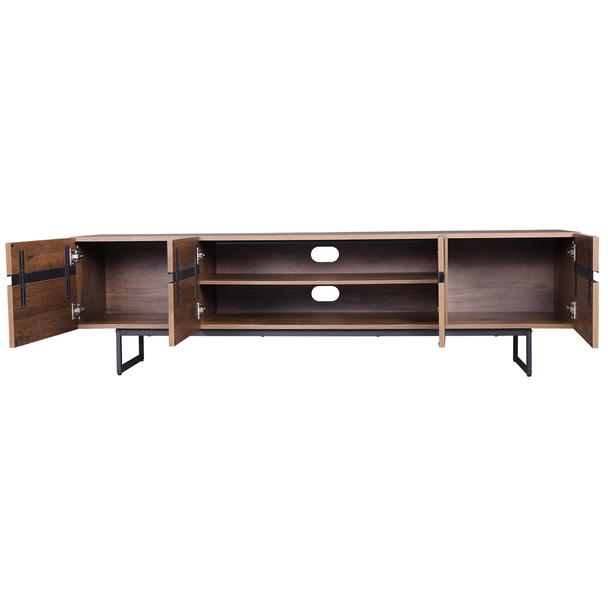 WAMPAT Modern TV Stand for up to 75 inch TV, Wood Entertainment Center TV Console Table with Storage Cabinets Media Console for Living Room, Brown WAMPAT
