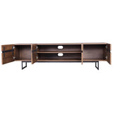 WAMPAT Modern TV Stand for up to 75 inch TV, Wood Entertainment Center TV Console Table with Storage Cabinets Media Console for Living Room, Brown WAMPAT