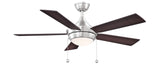 Fanimation Studio Collection AireDrop Pull Chain 48 inch Indoor Ceiling Fan with LED Light Kit - Brushed Nickel with Reversible Dark Walnut/Cherry Blades ZOUXO