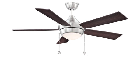Fanimation Studio Collection AireDrop Pull Chain 48 inch Indoor Ceiling Fan with LED Light Kit - Brushed Nickel with Reversible Dark Walnut/Cherry Blades ZOUXO