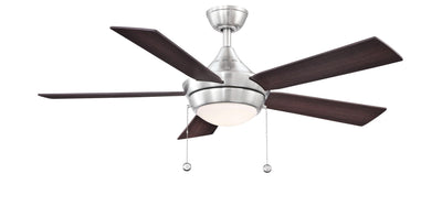 Fanimation Studio Collection AireDrop Pull Chain 48 inch Indoor Ceiling Fan with LED Light Kit - Brushed Nickel with Reversible Dark Walnut/Cherry Blades
