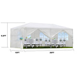 10×30 FT White Party Tent, Waterproof Outdoor Wedding Canopy with 8 Removable Sidewalls, Spacious Gazebo Shelter for Patio, BBQ, Birthday & Special Events, Commercial Grade Heavy Duty Frame Curtainboro