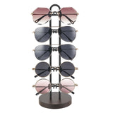 Mkono Sunglasses Organizer Glasses Holder Stand Sunglass Storage Eyeglasses Rack Metal Frame with Wood Base for 5 Pairs of Eyewear Display for Table Desk Countertop Dresser Bedroom, Set of 1, Black Mkono