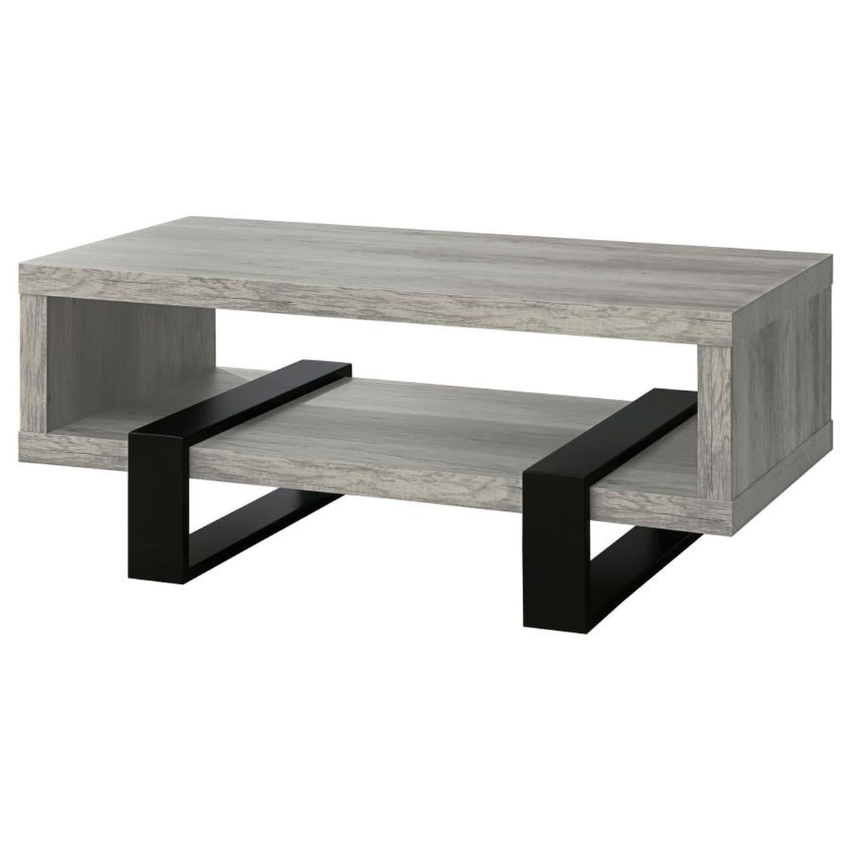 CARTESIAN Modern Engineered Wood Coffee Table, Gray Driftwood, Multi-Level Design, Living Room Furniture, 47.25x23.50x19.25 Inches CARTESIAN