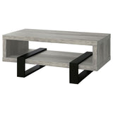 CARTESIAN Modern Engineered Wood Coffee Table, Gray Driftwood, Multi-Level Design, Living Room Furniture, 47.25x23.50x19.25 Inches CARTESIAN