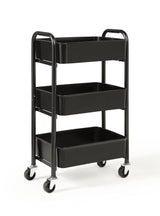 SunnyPoint 3-Tier Delicate Compact Rolling Metal Storage Organizer - Mobile Utility Cart Kitchen/Under Desk Cart with Caster Wheels (BLK, Compact (15.5" X 26.8" X 10.27")) SunnyPoint