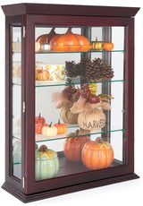 Displays2go 21" Countertop/Wall Mount Display Case, Adjustable Shelves, Locking - Mahogany (DCC2128MH2) Displays2go