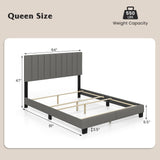 Giantex Modern Upholstered Queen Size Bed Frame with Linen Headboard and Solid Wood Legs Giantex