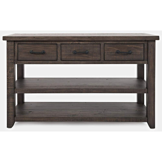 Jofran Madison County Reclaimed Solid Wood Farmhouse Harris Console Sofa Table, 50", Barnwood Brown - WoodArtSupply