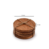 Samhita Acacia Wood Round Coasters Protection Tabletop,Countertop and Surfaces from Water Marks or Damage | Home & Office Decor | Housewarming Gift (Set of 4) (4" x 4" X 0.5") Samhita